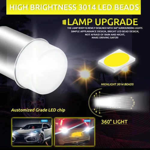 Imagen 2 del producto 2/4 Uds 1156 BA15S P21W bombillas Led 1157 BAY15D P21/5W luz Led R5W R10W luces antiniebla de coche lámpara de señal de giro DRL 12V blanco rojo amarillo