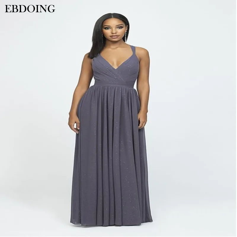 New Arrive Bridesmaid Dresses V-Neck Neckline A-line With Shoulder Straps Robe De Soiree Floor-length  Wedding Party Dresses