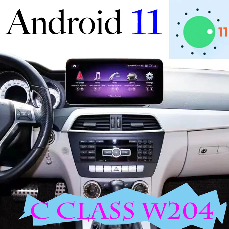 For Mercedes Benz NTG 4.5 Class MB C W204 2011~2014 12.3 Screen Android 11 Car Stereo Audio Navigation Built-in CarPlay GPS Navi