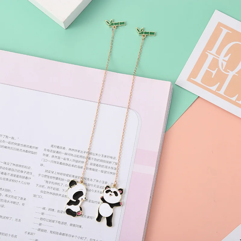 Cute Pet National Treasure Panda Bookmarks Creative Metal Hollow Art Exquisite Book Mark Page Folder Student Supplies Stationery