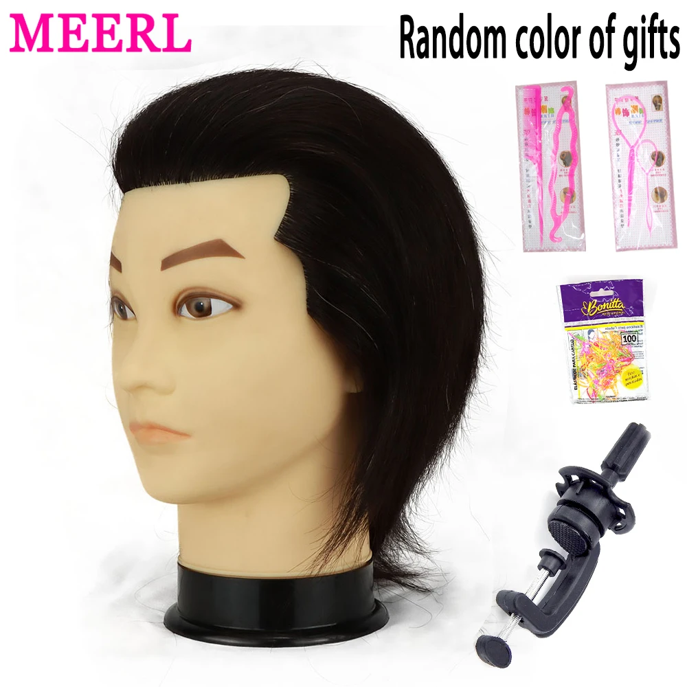 Male Mannequin Head With 100% Human Hair Cosmetology Manikin head For Cutting Styling With Doll Head For Hair Styling With Gift