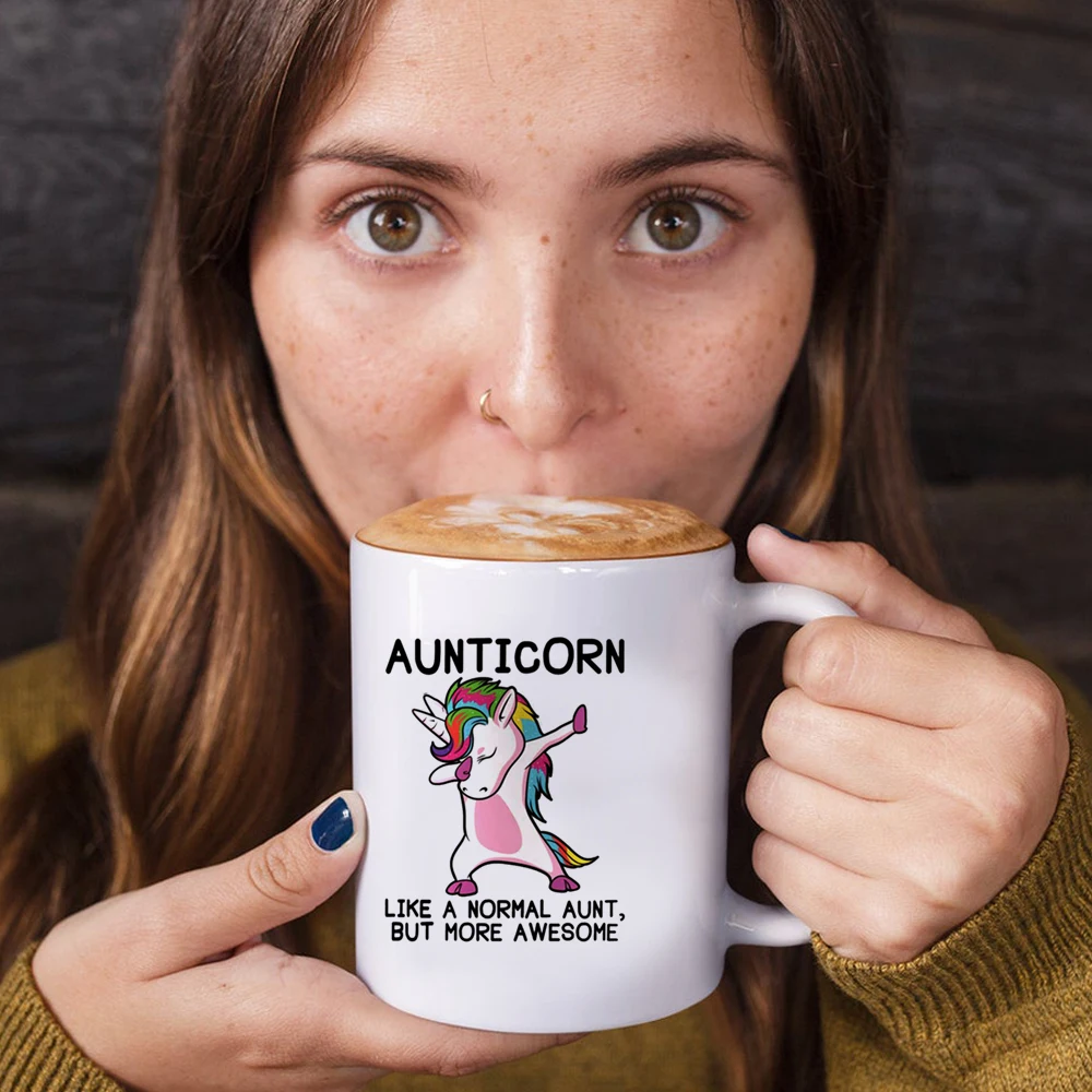 Aunticorn Mug Unicorn Like A Normal Aunt But More Awesome Coffee Mugs Christmas Girl Gift Tea Milk Cup Mugs