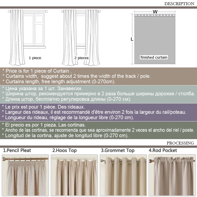 Both Sides Linen 100% Blackout Curtains for Living Room Bedroom Waterproof Garden Thick Curtains Drapes Window Curtain Panels