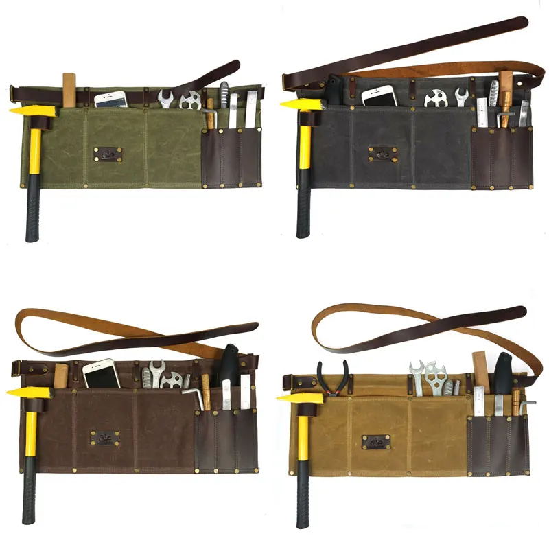 Hunting Gun Accessories Waxed Canvas Waist Work Apron 4Pocket Holder Tablier with Hammer Loop Durable Waterproof XS to 6XL