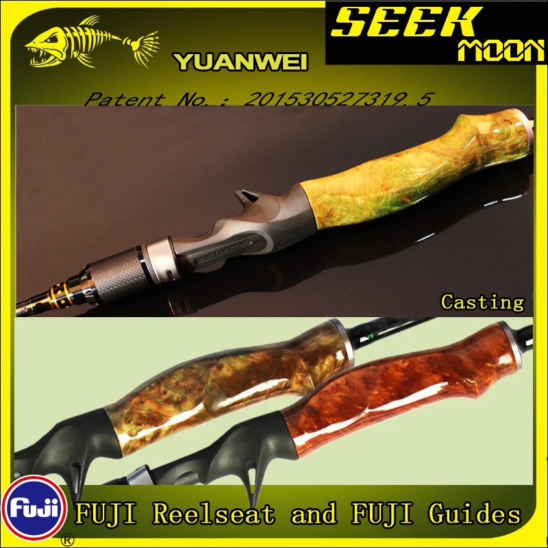 Imagem -05 - Yuanwei-madeira Isca Vara de Pesca Fundição Rod Guia Fuji Vara de Pesca de Carbono Mão Spinning Rod Fuji ml m mh 198 m 21 m 24 m 2sec