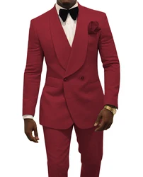 White/Blue/Royal Blue Men's Suits 2 pieces Floral-Jacquard Tuxedos Shawl Lapel Groomsmen Men Suits for Wedding (Jacket+Pants)