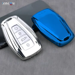 Soft TPU Car Remote Key Case Cover Holder Shell Geely Coolray 2019-2020 4 Buttons Car Styling Accessories Fob Buckle Keychain