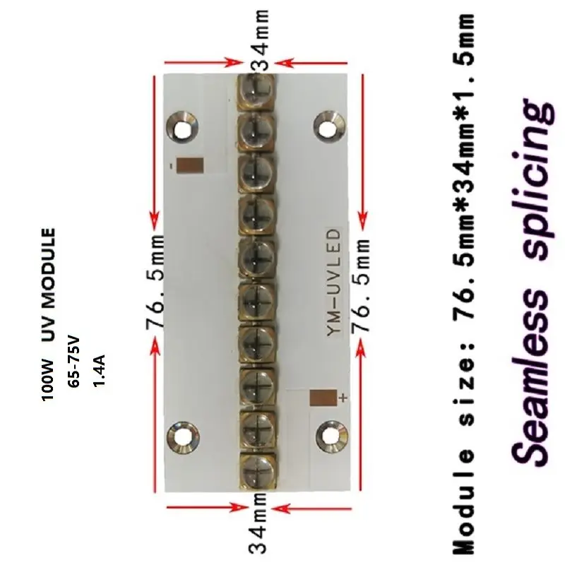 UV Lamp 100W Module for 3D Printing Ink Curing Jewelry Identification Banknote Verification Manicure Irradiation Amber Nail Dryi