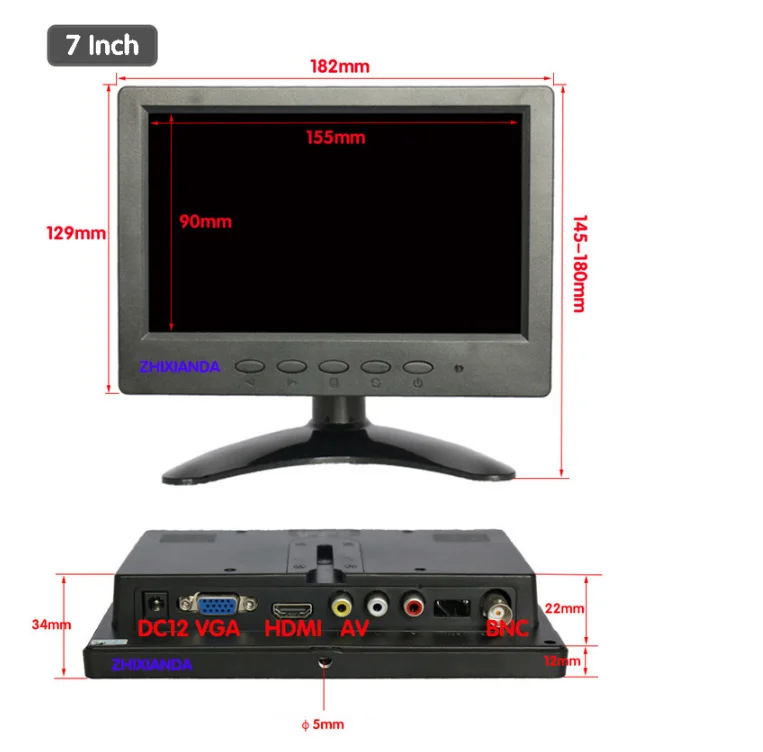 

new 7 inch LCD monitor wide screen HD Monitor LCD BNC video monitor