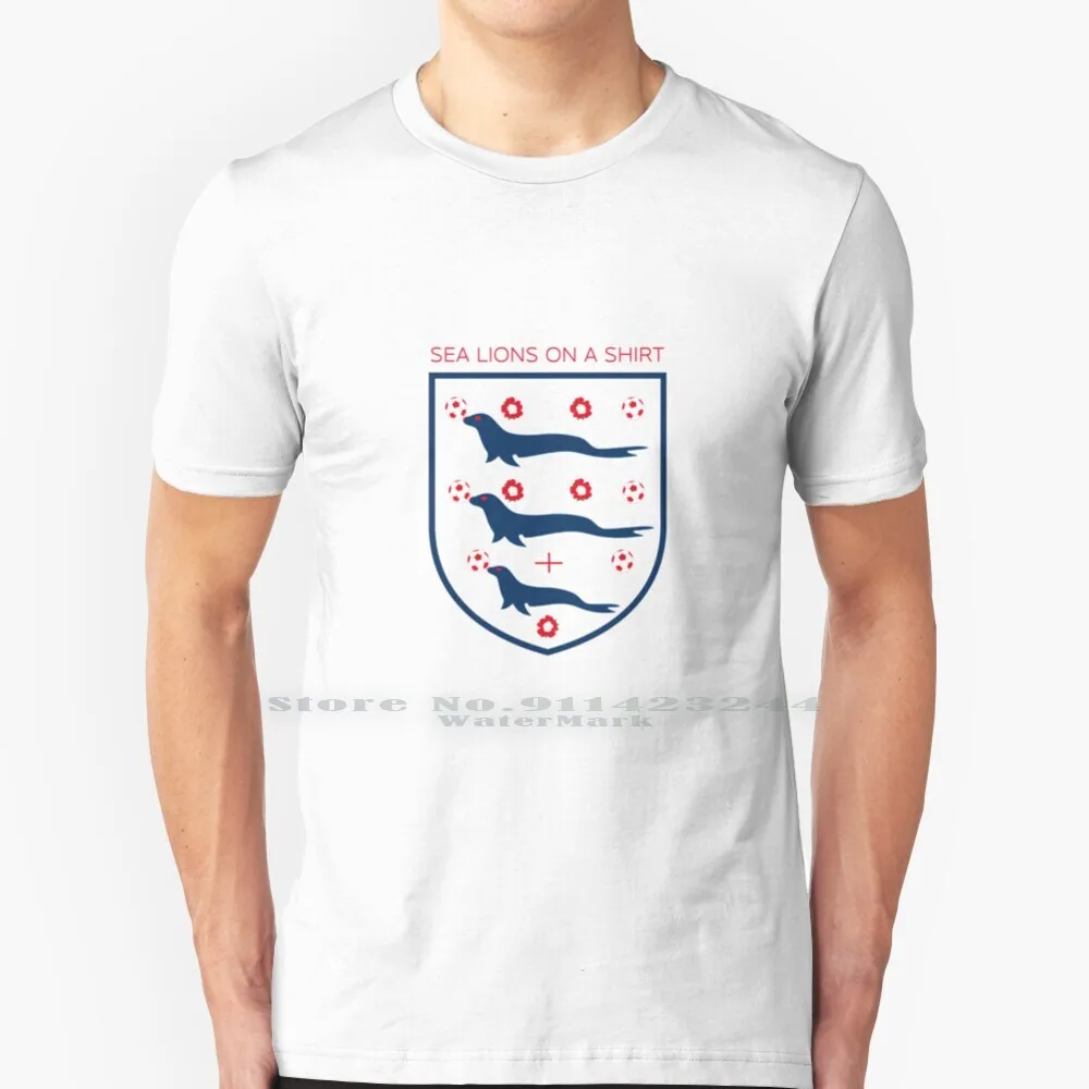 Sea Lions On A Shirt ( For Light Backgrounds ) T Shirt Cotton 6XL Sea Lions Sealions Three Lions England Engerland Football