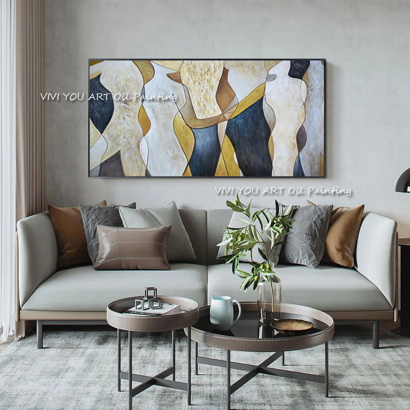 100% Handmade New Large Modern Abstract Women Portrait Canvas Oil Painting Wall Art Pictures For Living Room Decor