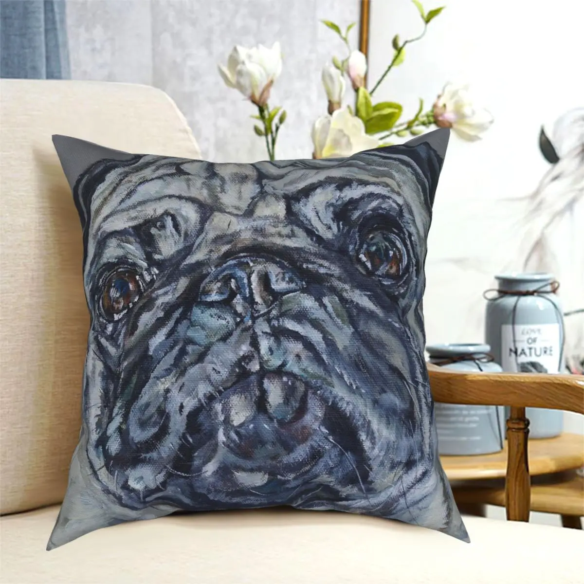 Ronnie Pug Dog Square Pillowcase Creative Zipper Decor Home Cushion Cover Wholesale 18