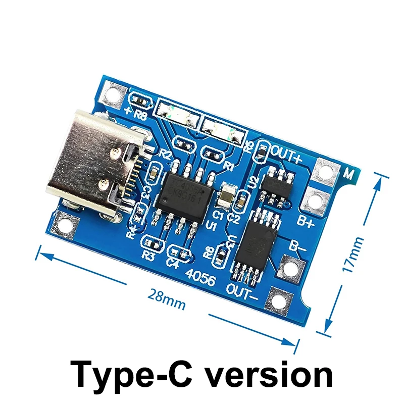 TP4056 5V 1A 18650 Lithium Battery Charging Board Charger Module+Protection Dual Functions Type-c/Micro USB/Mini USB 1A Li-ion