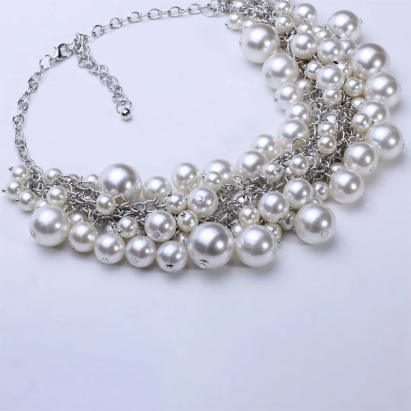 Fashion Pearl Necklaces For Women Statement Clavicle Chain Luxury Elegent Pearl Necklace Banquet Wedding For Women Gifts