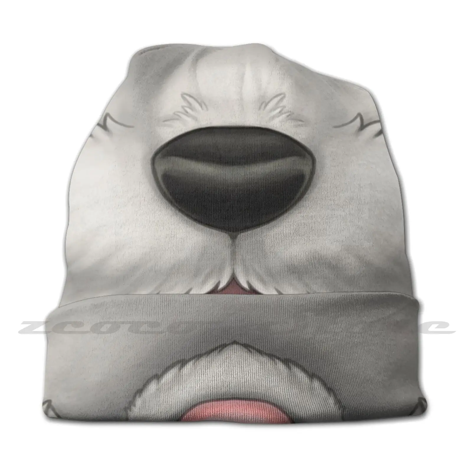 Sheepdog Face Knit Hat Elastic Soft Personalized Pattern Present Cap Sheepdog Dog Doggy Doggo Puppers Blep Mustache Furry