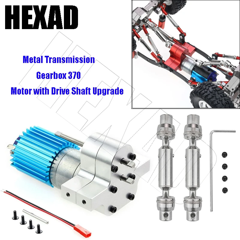 Metal Transmission Gearbox 370 Motor with Drive Shaft Upgrade Accessories for WPL C14 C24 B24 B36 MN D90 MS RC Car