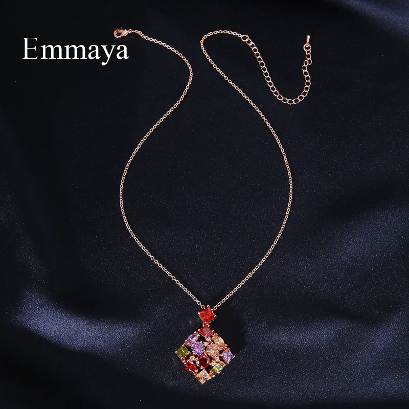 Emmaya New Arrival Colorful Cubic Zircon Shiny Necklace For Women Elegant Jewelry In Banquet Fashion Geometry Ornament