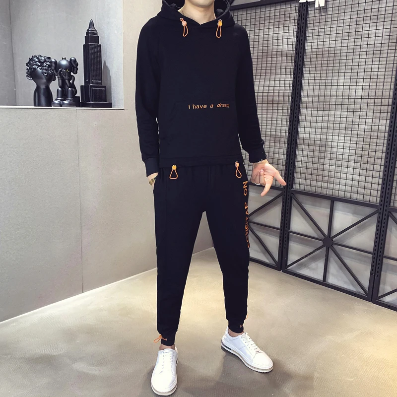 Men's Hooded Sweatsuit 2020 New Men's Casual Sports Suit Men's Autumn Pantalones Hombre Long Sleeve Sweatsuit+Pant Ropa Hombre