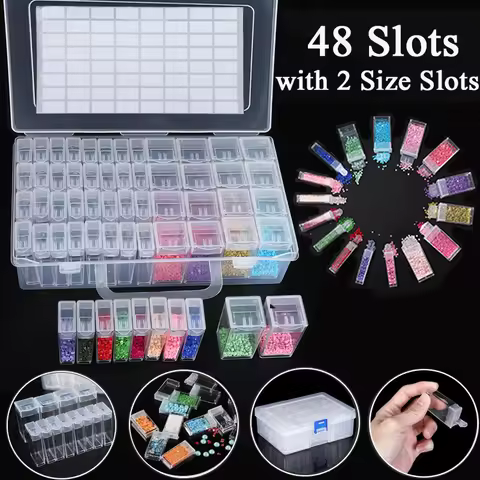 32/40/48/56/64 Grid Diamond Painting Accessories Diamond Embroidery Cases PP Plastics Box Organizer Home Storage Boxes