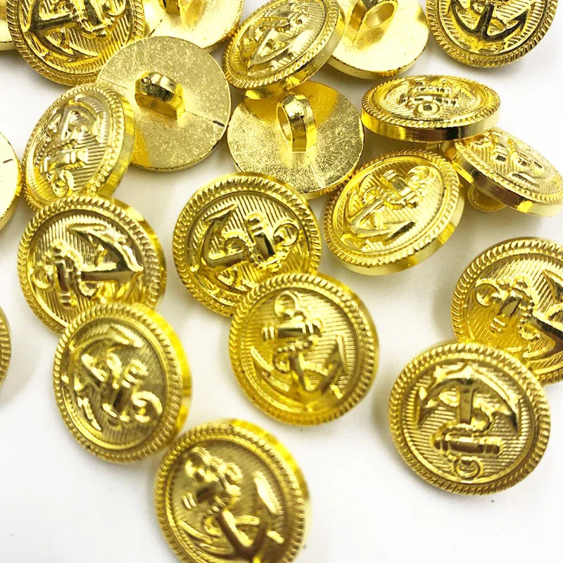 20PCS/pack 13/15/20MM Gold Anchor Buttons Plastic Sewing Accessory Shank Button Garment Clothing PH336