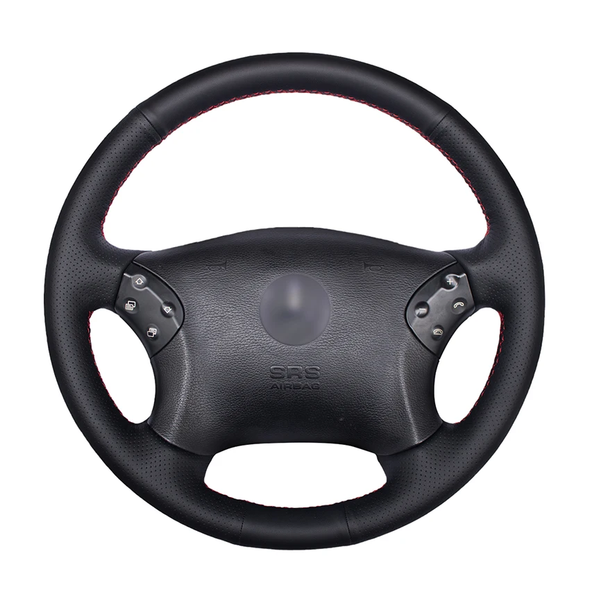 Hand-stitched Black Leather Car Steering Wheel Cover for Mercedes Benz W203 C-Class 2001 2002 2003 2004 2005 20062007