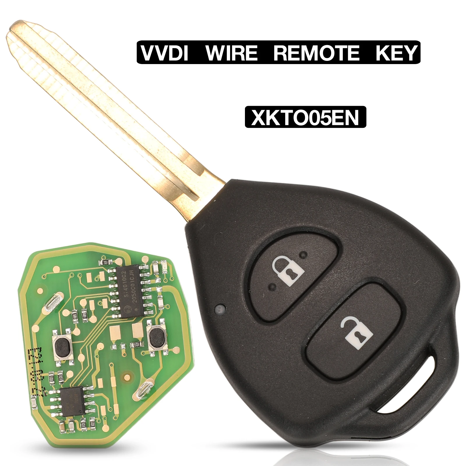 

jingyuqin PN:XKTO03EN Xhorse VVDI Wired Universal Remote Car Key For Toyota Style Flat 2 Buttons For VVDI VVDI2 Key Tool