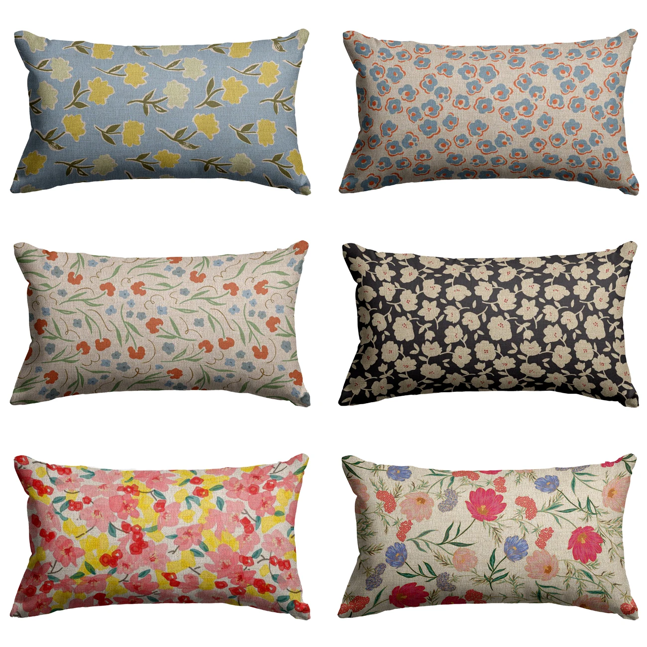 Pastoral Floral Linen Pillowcase Rectangular Cushion Cover  Home Decor Decorative Pillowcase for Living Room Sofa Outdoor 30x50