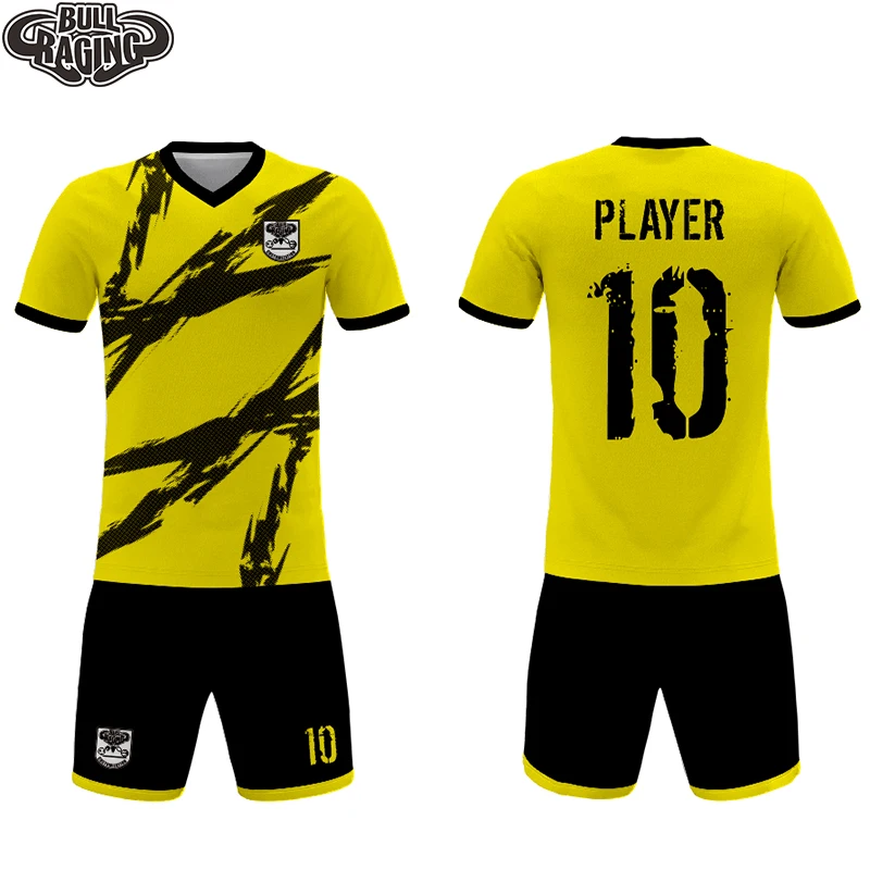 

Black Yellow Custom Team Jersey Sublimation Football Uniform Soccer Sportswear Kits