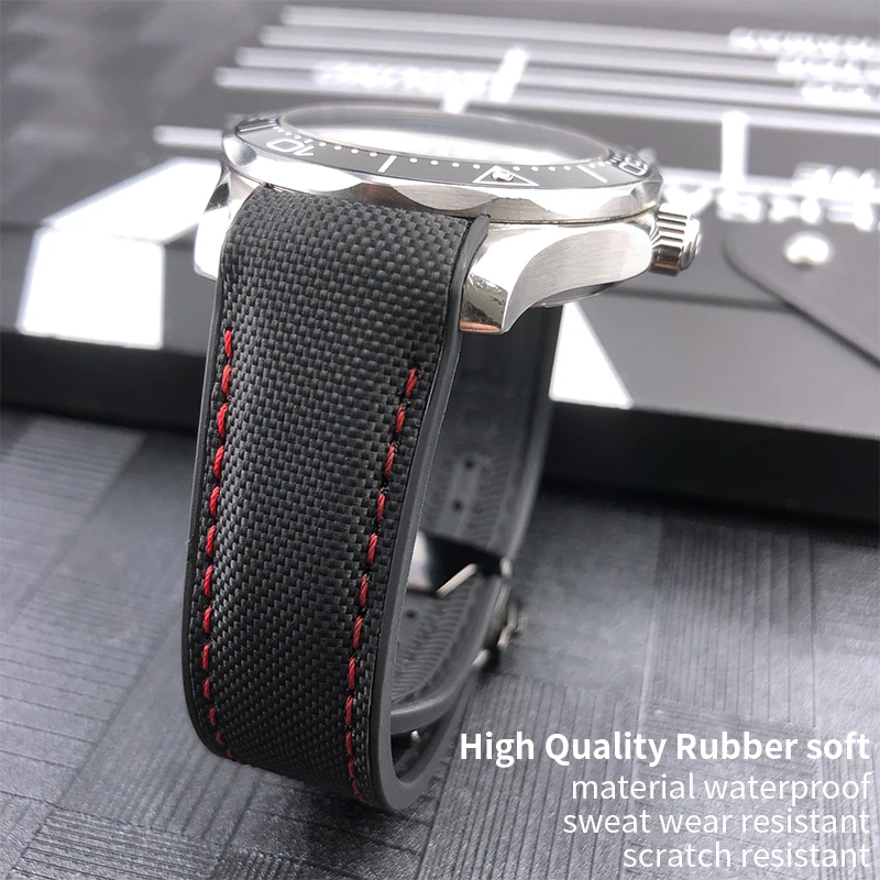 20mm 21mm 22mm Nylon Leather Rubber Watch Band Fit For Omega Seamaster 300 Planet Ocean 600 Black Canvas Orange Silicone Strap