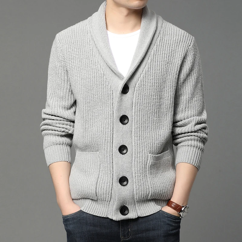 2021 High End Wool Designer Thick New Korean Autum Winter Brand Fashion Cable Knit Sweater Jacket Men Casual Coats Mens Clothing