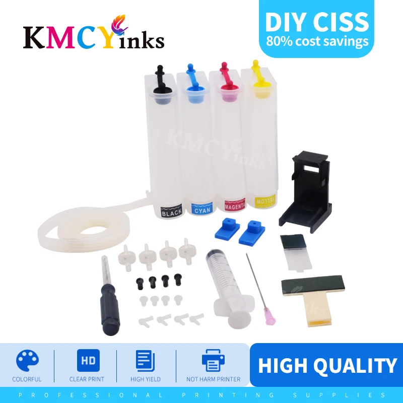 KMCYinks DIY CISS for 4 color printers for HP 301 301XL INK DeskJet 1050 2050 3050 2150 1510 2540 printer full ink