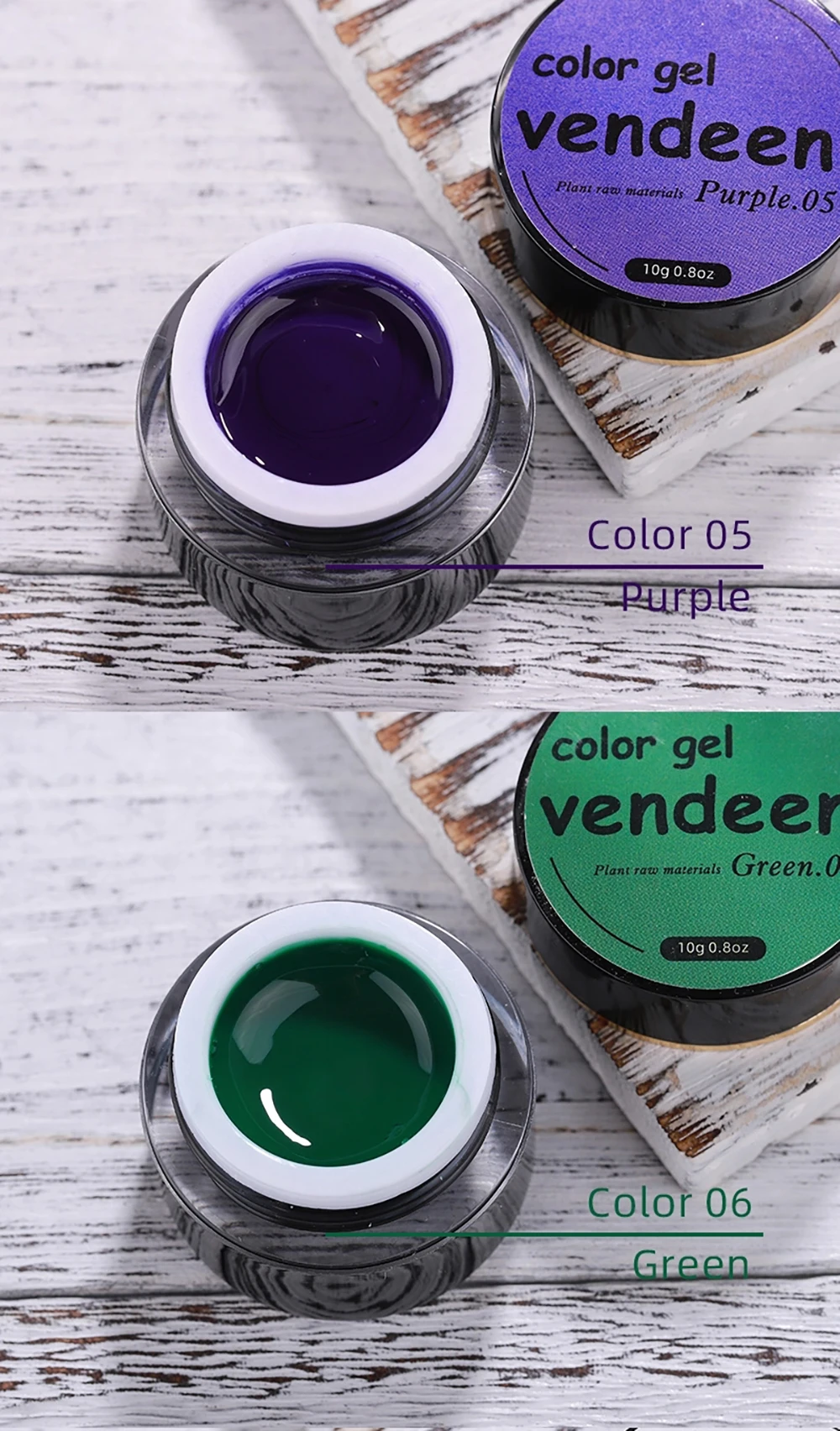 Vendeeni 12 Farben Malgel für Nageldesign, Zeichnungsgel, Nagellack, ablösbares UV-LED-Gel, lackiertes Gel, 10g – Detail 6
