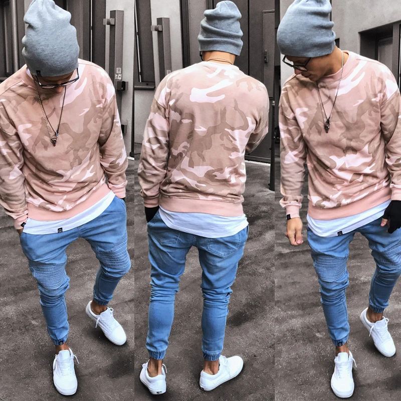 Fashion Hot Sell Men's Stretchy Ripped Skinny Biker Jeans Destroyed Slim Fit Denim Harem Pants Men Jogger Clothes