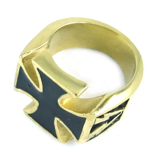 German Army Iron Cross Ring Stainless Steel Jewelry Punk Classic Cross Lightning Motor Biker Mens Ring Wholesale 125B