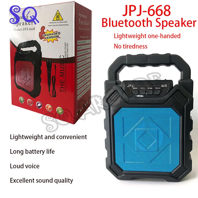 Hot-selling outdoor microphone portable bluetooth speaker JPJ668 high volume K singer lift small speaker bluetooth card playback