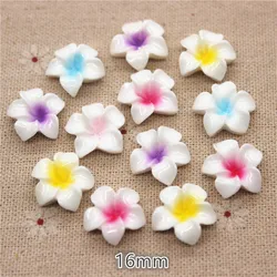 Plumeria Rubra 꽃 수지 플랫백 카보숑, DIY 쥬얼리 전화 장식, 혼합 색상, 16mm, 20 개