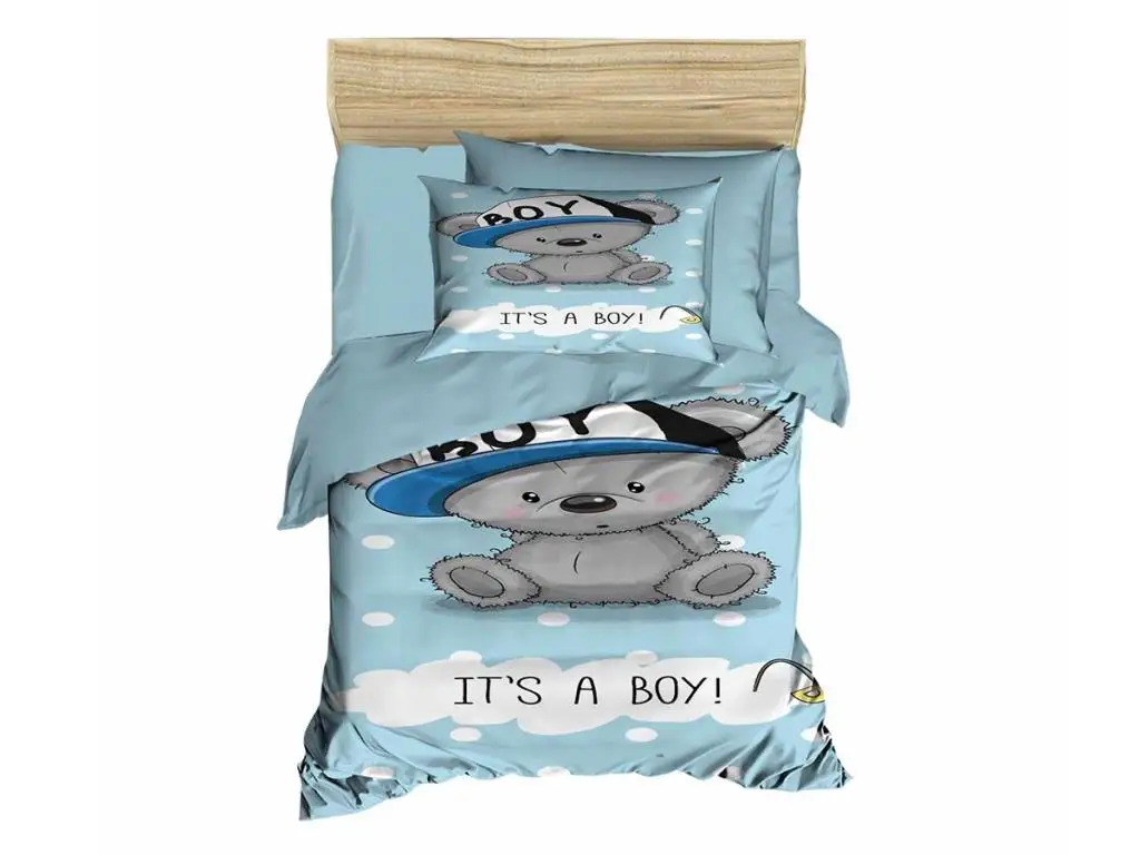 Digital Printed 3d Baby Duvet cover set Bear Boy Water Green