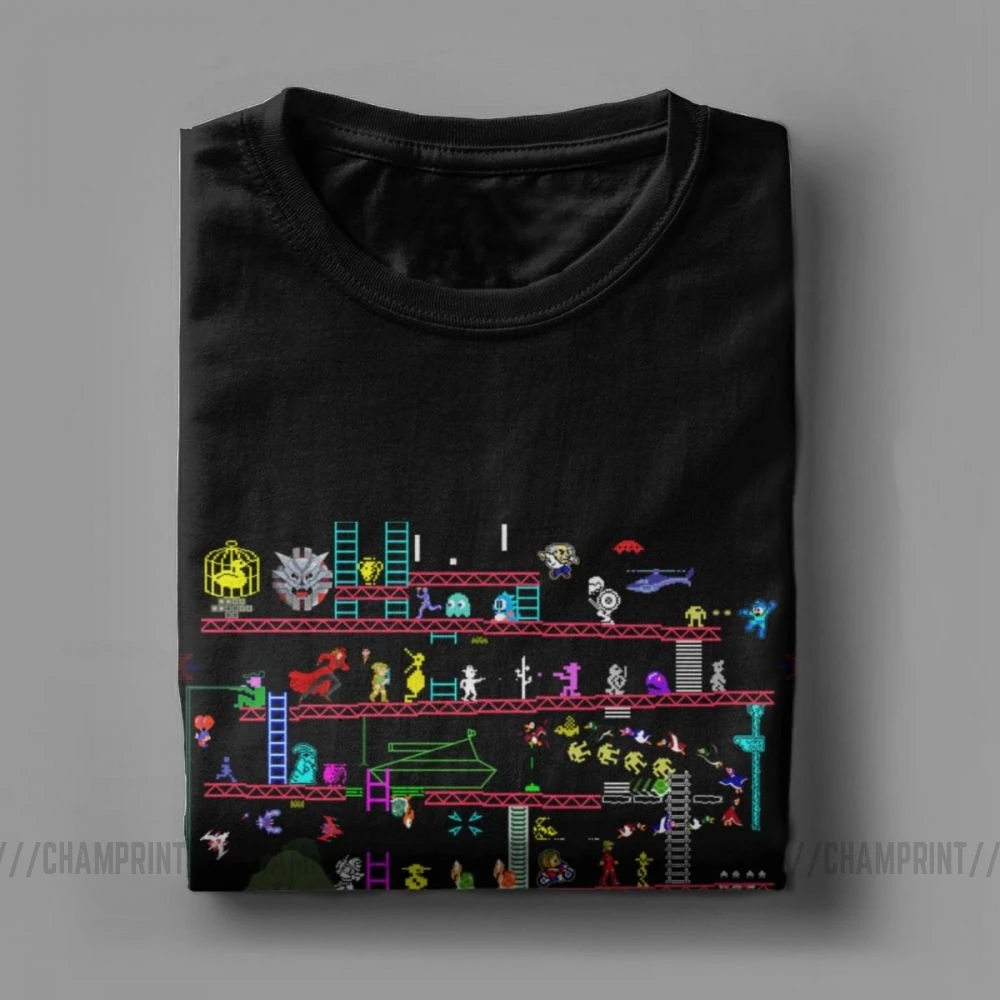 50 Video Game Classics Men T Shirt Arcade Game Collage Awesome Tee Shirt Short Sleeve FC Console T-Shirt Birthday Gift Tops