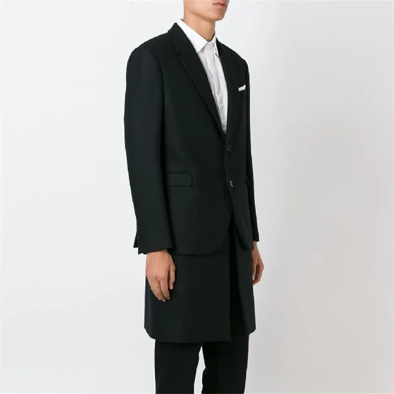 

M-6XL!Custom clothing Original lengthening men's suit personality splicing fake two coats large size clothes