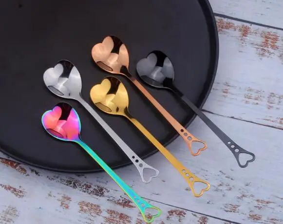 

New Heart Shape Stainless Steel Coffee Spoon Dessert Sugar Stirring Spoon Ice Cream yogurt Honey Spoon Kitchen Hot Gift