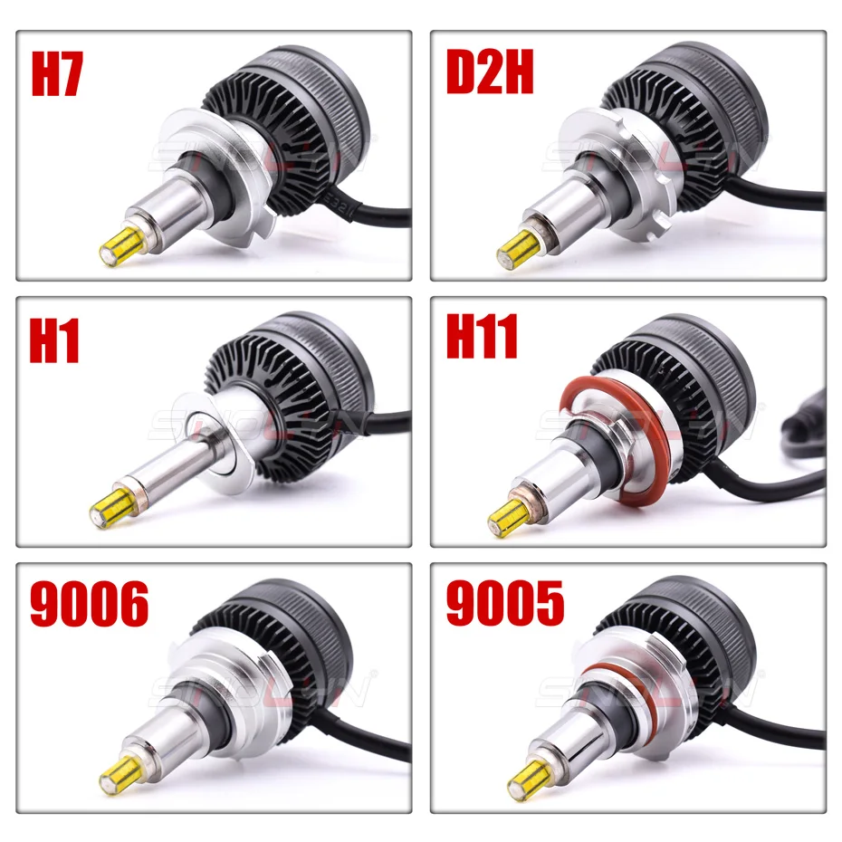 Sinolyn 360 Degree LED Bulb H7 H1 D2H D2S H11 9005 9006 Socket For Projector Lens Headlight Car Lamps 70W 8000LM Car Accessories