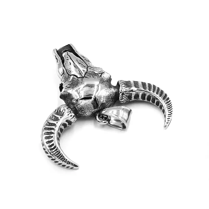 Norse Viking Satan Ram Goat Pendant Stainless Steel Jewelry Animal Bull Head Biker Pendant Mens Women for Gift SWP0569