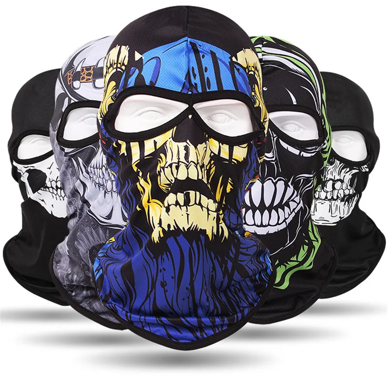 Motorcycle Bandana 3D Skull Face Mask, Skull Caps, Helmet, Balaclava, Face Shield, Ice Silk, All Saints' Day