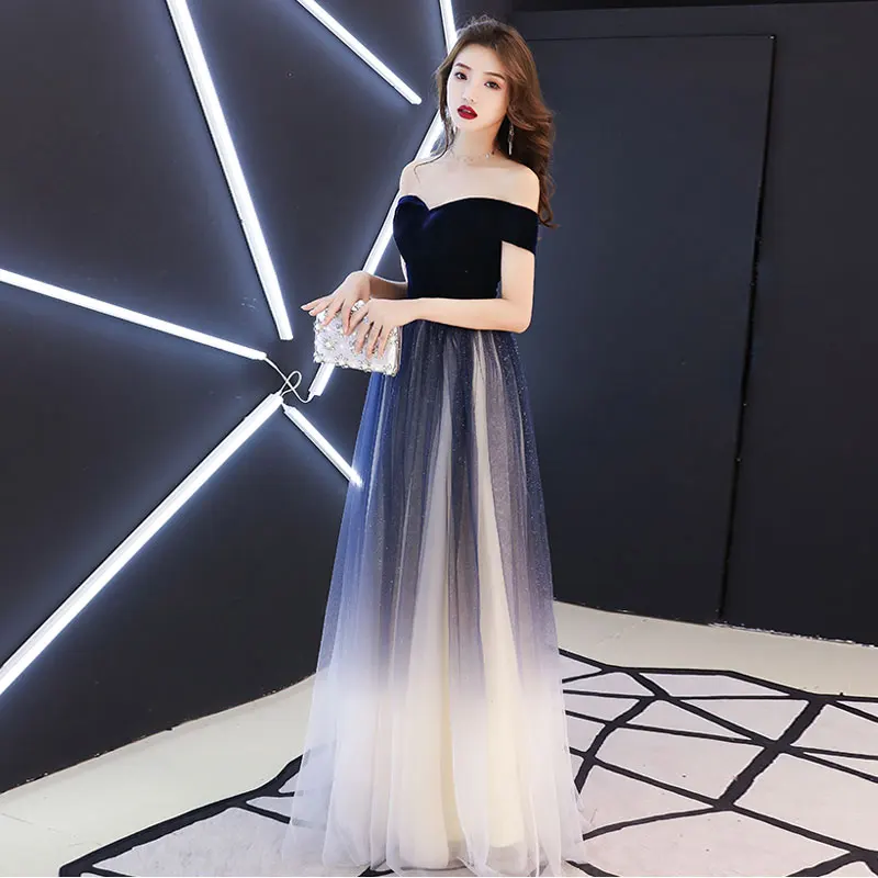 Navy blue elegant Prom party Dresses  Vestido de Festa dress evening long frock robe de mariee robe communion fille robe sequin