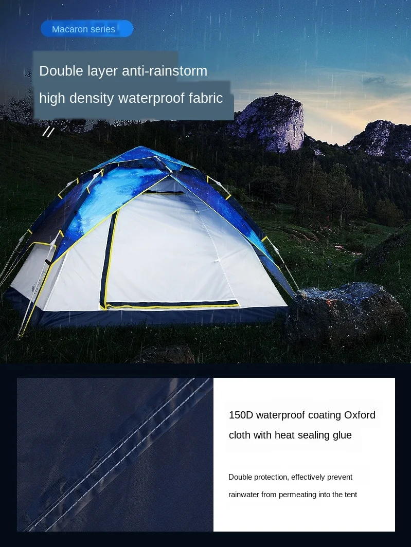 Outdoor Storm-Proof Rain 3-4 People Camping Thickened Water Resistant 2 People Camping