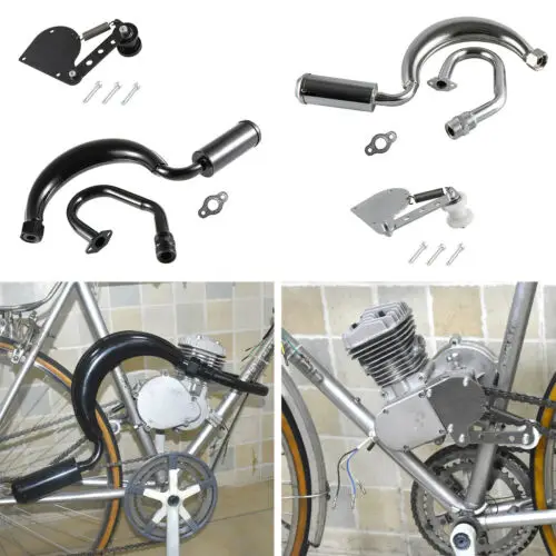 

Pouvoir Silver Pipe Exhaust Muffler Chain Tensioner For 49cc 60cc 66cc 70cc 80cc bike gas engine motor part Exhaust Muffler Pipe