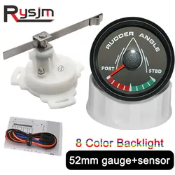 Waterproof 52mm Boat Rudder Angle Indicator 0-190 ohm With Rudder Angle Sensor Rudder Angle Gauge 12V 24V 8 Colors Backlight