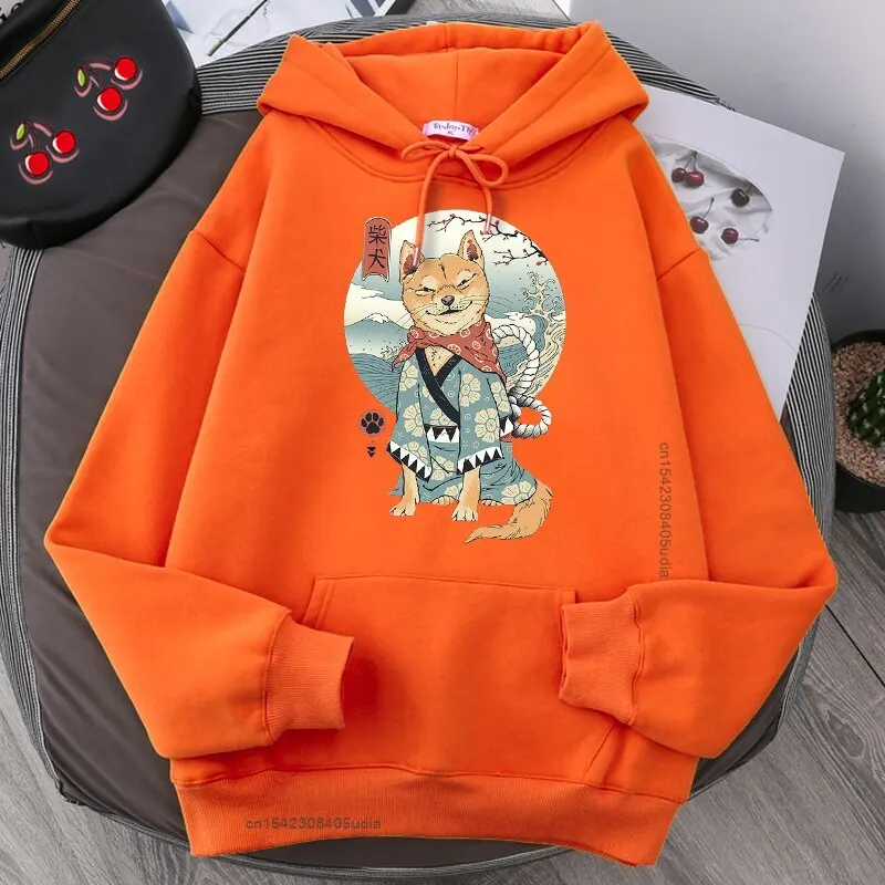 Shiba Inu Cartoon Print Hoodie Men Fashion Loose Hoodies Camisas Streetwear Funny Sweater Tracksuit Cotton Winter Male Pullover