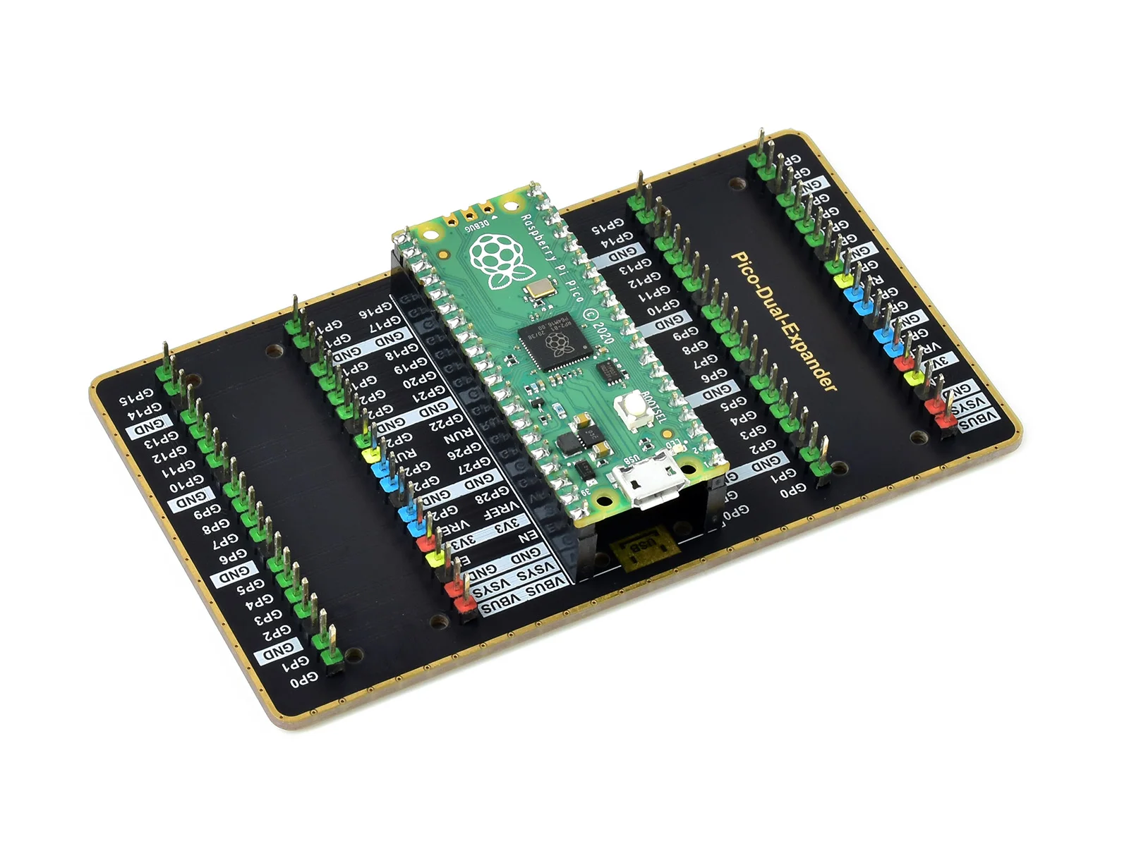 Pico-Dual-Expander,Dual GPIO Expander untuk Raspberry Pi Pico, Dua Set Header Pria untuk Menghubungkan Lebih Banyak Modul Ekspansi