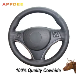 Appdee  Black Genuine Leather Car Steering Wheel Cover for BMW E90 320i 325i 330i 335i E87 120i 130i 120d